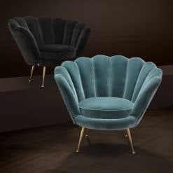 Melissa Accent Chair in Cameron Turquoise and Bolard Black Liveshot