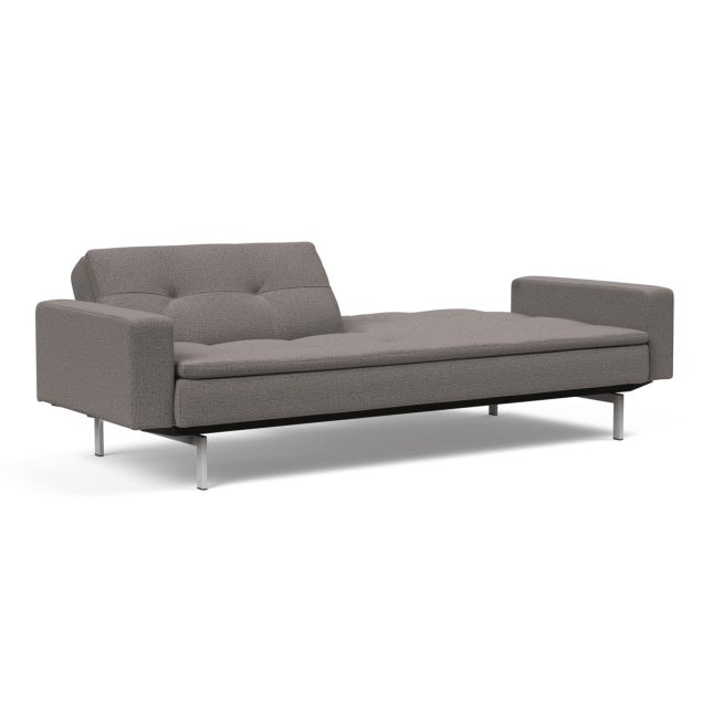 Dublexo Stainless Steel Sofa Bed with arms in Mixed Dance Grey Open