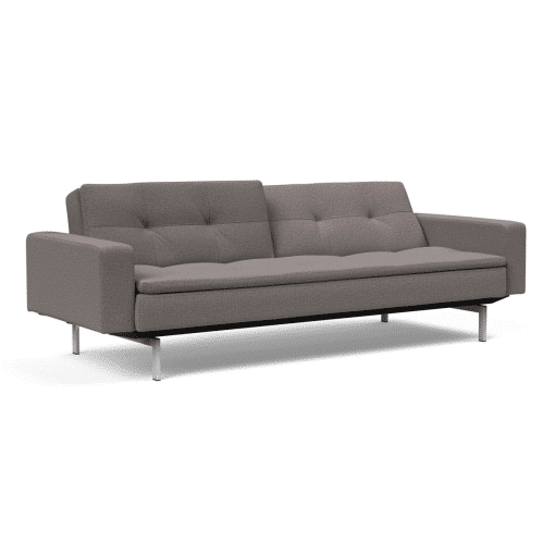 Dublexo Stainless Steel Sofa Bed with arms in Mixed Dance Grey Open