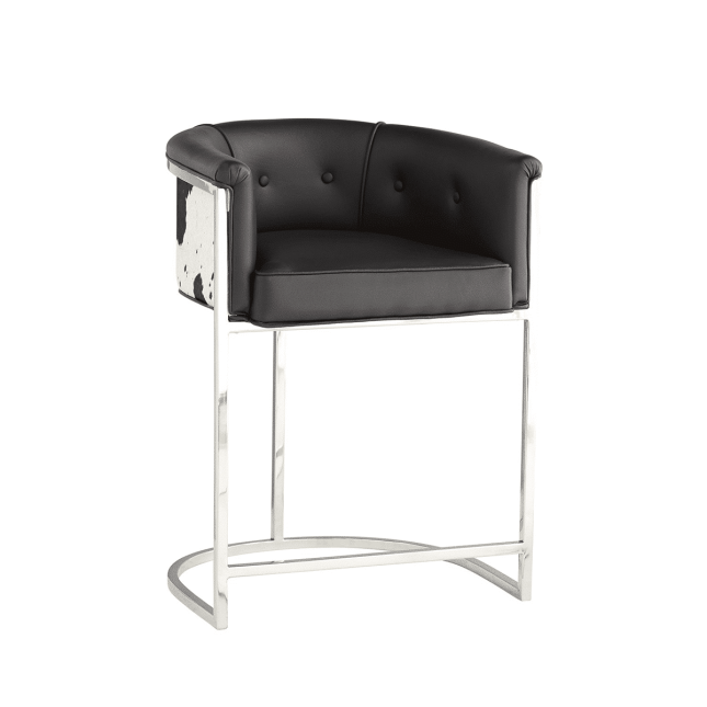 calvin counter stool black and white hide