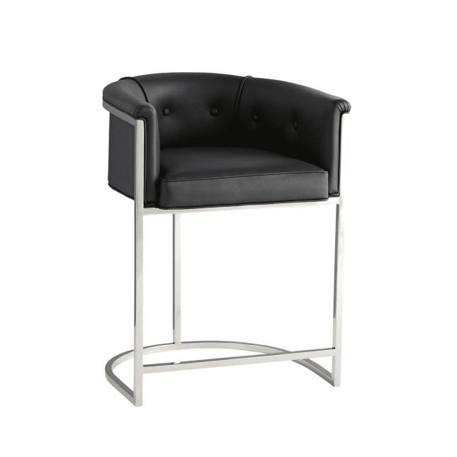 calvin counter stool black leather upholstery