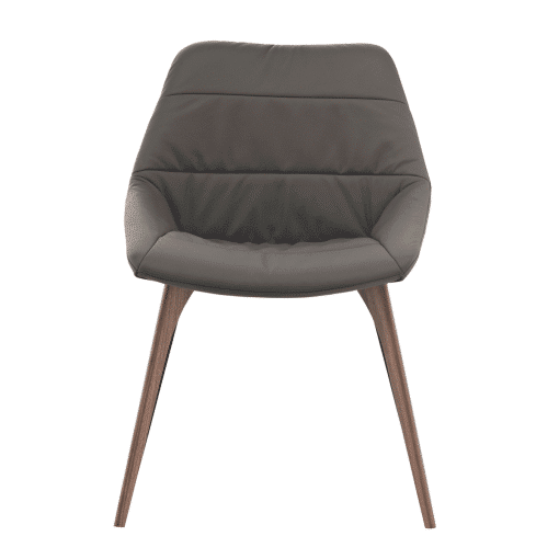 Rutgers Dining CHair in Deep Taupe Leather Front