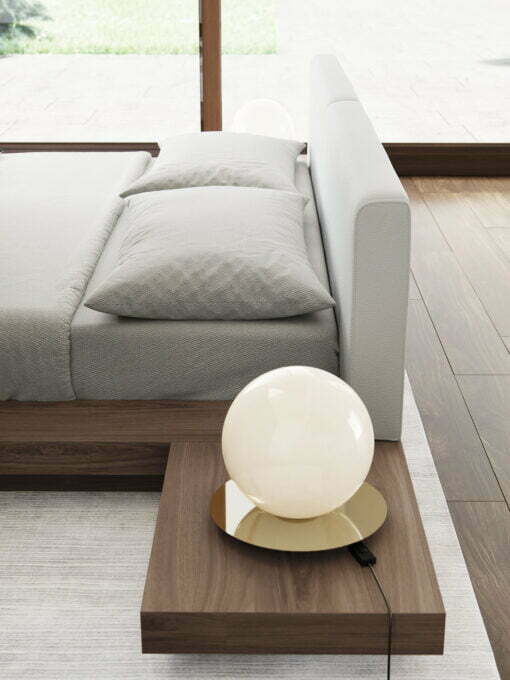 Worth bed in White Eco Leather and Walnut Details