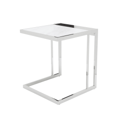 living room ethan side table white and stainless steel