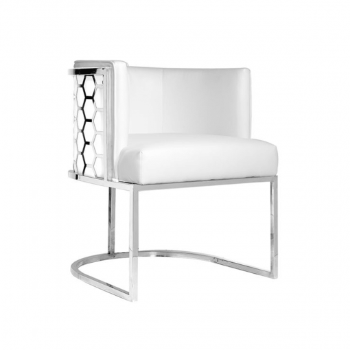 living room cartier chair white leatherette