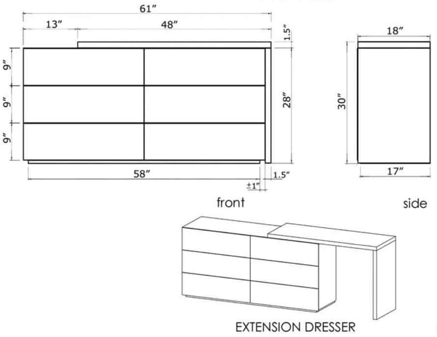 Vex Extension Dresser Modern Sense, Dressers Sizes