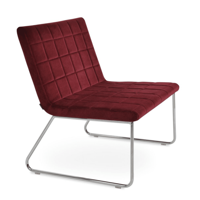 Chelsea Sled Lounge Chair in Cherry Velvet