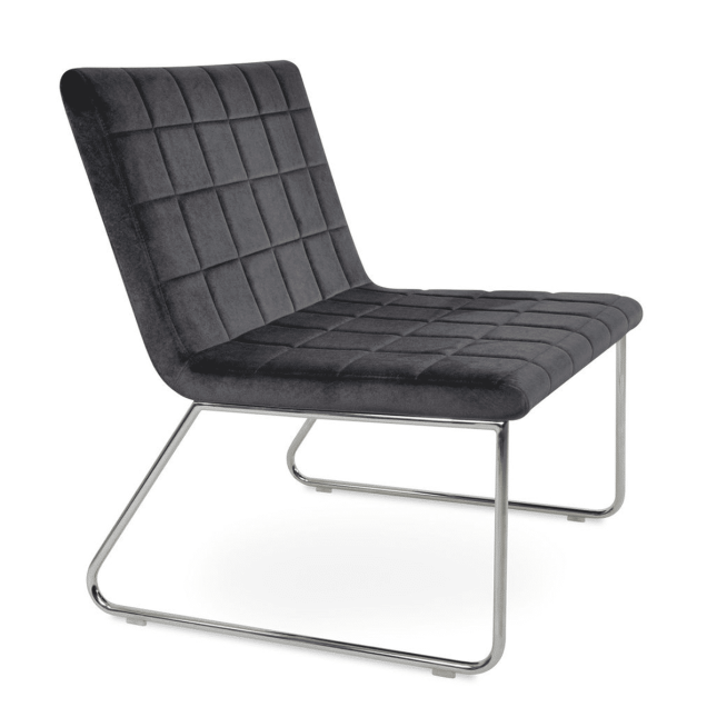 Chelsea Sled Lounge Chair in Grey Velvet