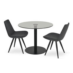 tango dining table  LS blackpowder clearglass
