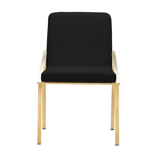 Nika Dining Chair with Gold Base Black Naugahyde Front