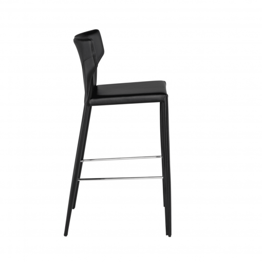 THENA COUNTER STOOL LEATHER BLACK SIDE