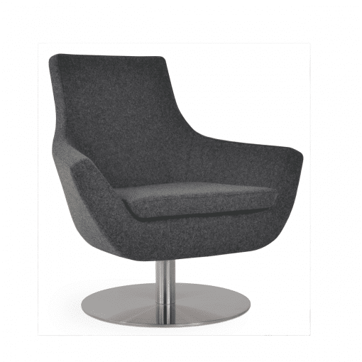 living room rebecca round swivel chair dark grey camira wool