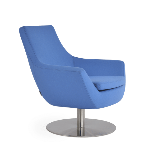 living room rebecca round swivel chair sky blue camira wool
