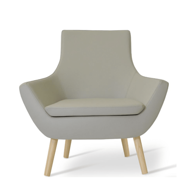 living room rebecca wood armchair light grey leatherette natural