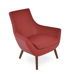 living room rebecca wood armchair red leatherette walnut
