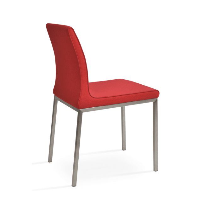 dining chair polo metal ss red camira fabric