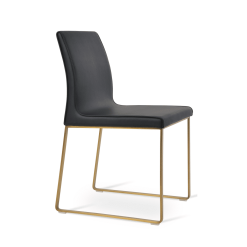 dining chair polo sled metal black ppm gold brass