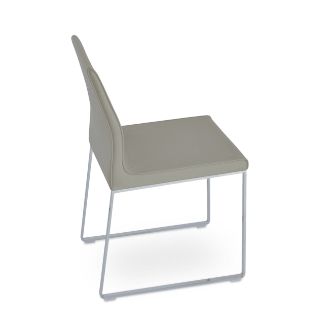 dining chair polo sled metal bone ppm chrome