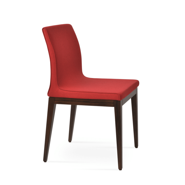 dining chair polo wood solid beech walnut red camira era fabric