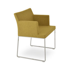 dining chair soho metal sled amber camira wool