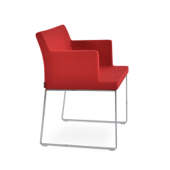 dining chair soho metal sled red camira era fabric
