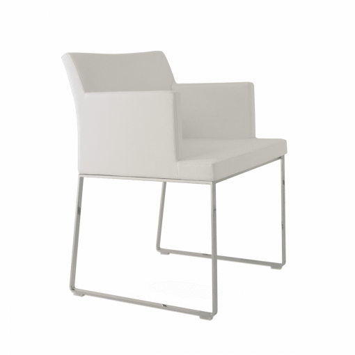 dining chair soho metal sled white leatherette