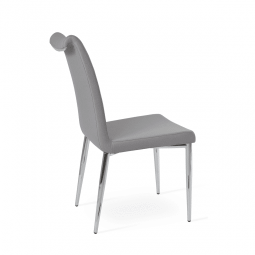 dining room tulip metal chair light grey fabric