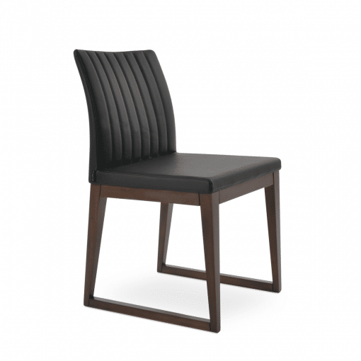dining room zeyno sled wood chair black leatherette