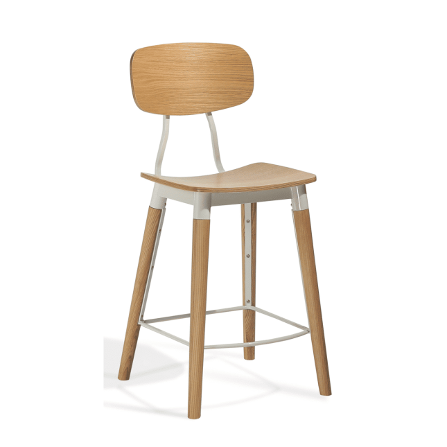 esedra counte stool white frame natural base