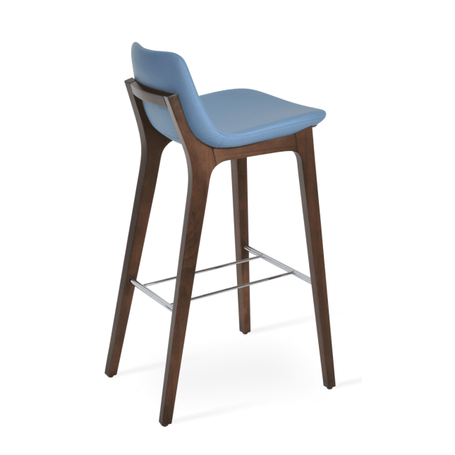 pera hb wood bar stool blue leatherette