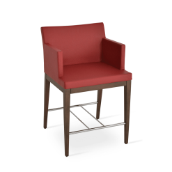 soho wood counter stool red leatherette