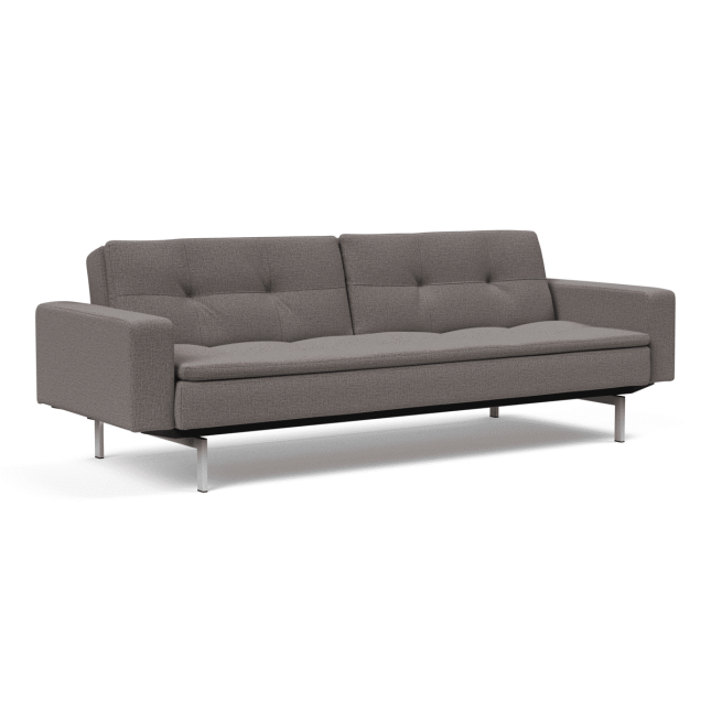 Dublexo Stainless Steel Sofa Bed with arms in Mixed Dance Grey