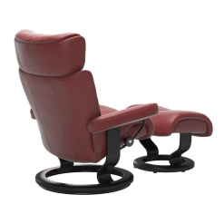 Stressless Magic Classic Chair with Footstool Cori Brick Red and Black Wood Back