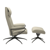 Stressless Metro High Back Chair Paloma Light Grey and Black Side
