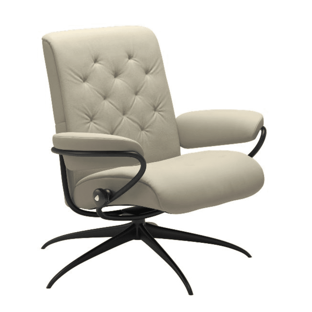 Stressless Metro Lowback Chair Paloma Light Grey and Black