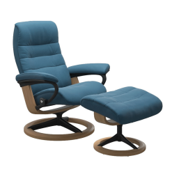 Stressless Opal Signature Chair with Footstool Paloma Crystal Blue and Oak