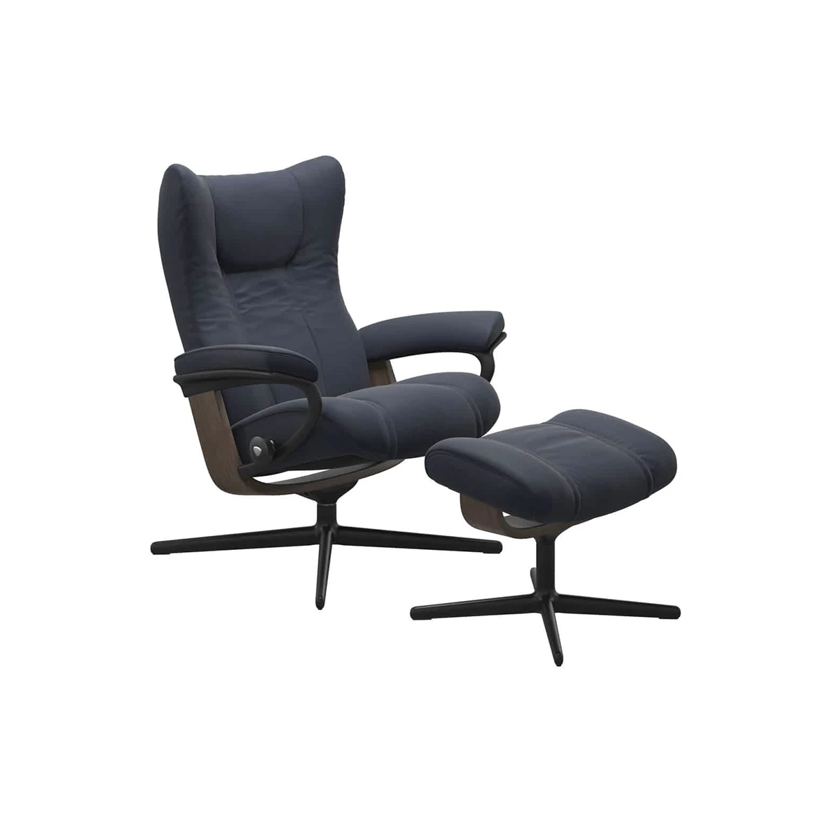 Stressless Recliner Wing Cross Chair With Ottoman
