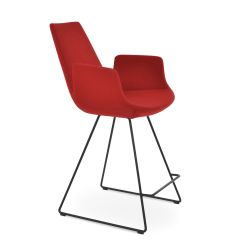 eiffel arm wire counter stool red camira wool black
