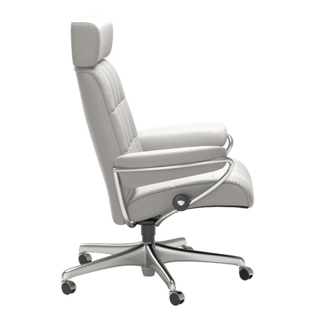 Stressless London Office Chair with Adjustable Headrest Cori Off White side