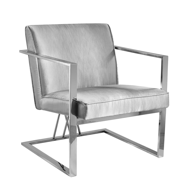 living room fairmont accent chair silver satin