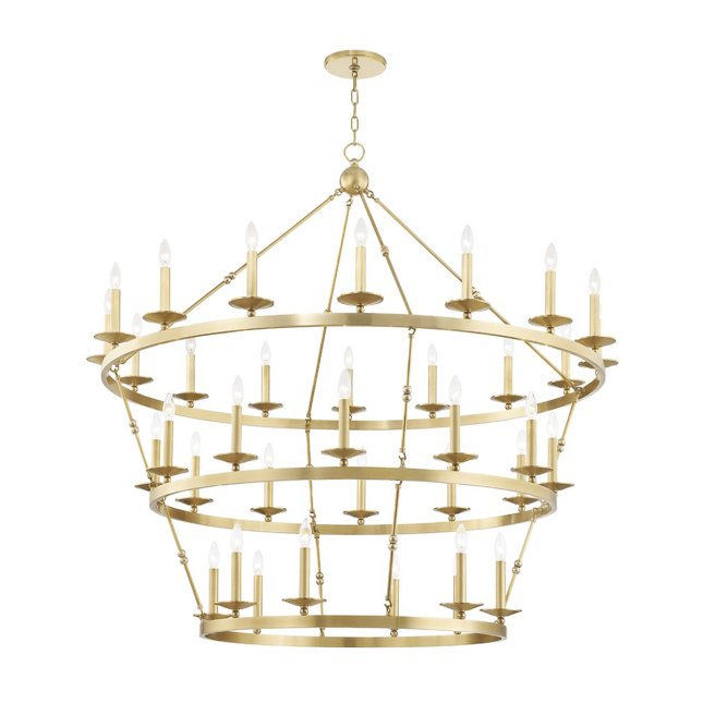 lighting allendal 3 tier chandelier aged brass