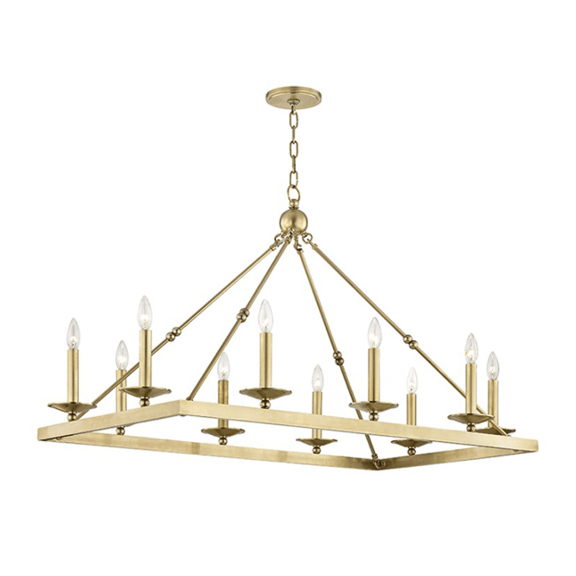 lighting allendale rectangular chandelier aged brass