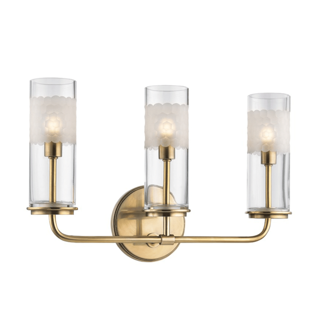 lighting wentworth 3 light wall sconce aged brass