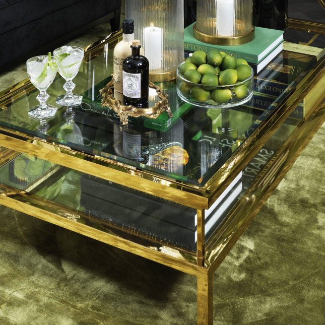 Ventus rectangular coffee table gold lifestyle
