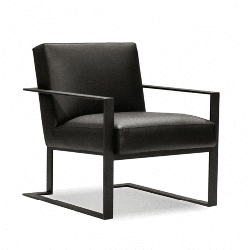 living room valora lounge chair black leatherette and black powder