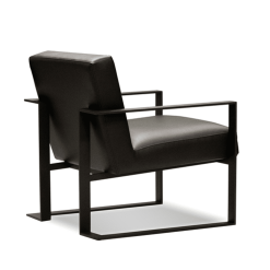 living room valora lounge chair black leatherette and black powder back