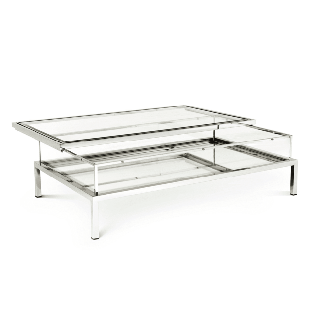 living room ventus rectangular coffee table polished stainless steel