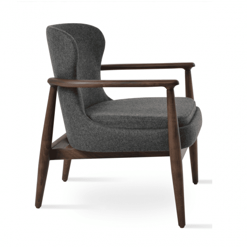 bonaldo lounge chair dark grey camira wool ash wood walnut side