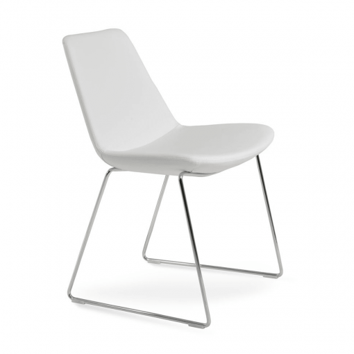 dining chair eiffel hb white leatherette chrome