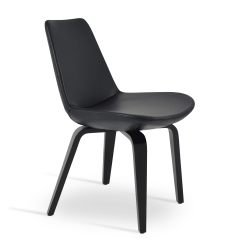 dining chair eiffel plywood black genuine leather wenge